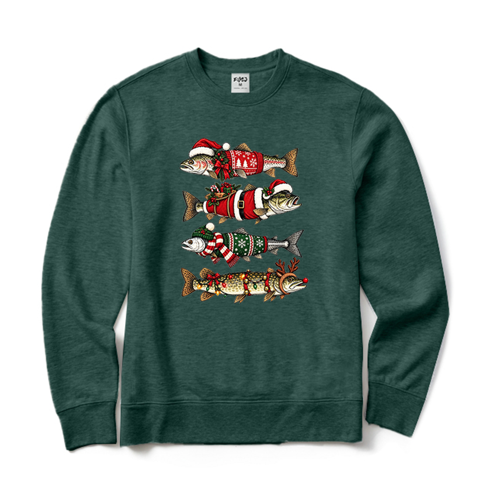 Christmas Trout Fishing Crewneck Sweatshirt
