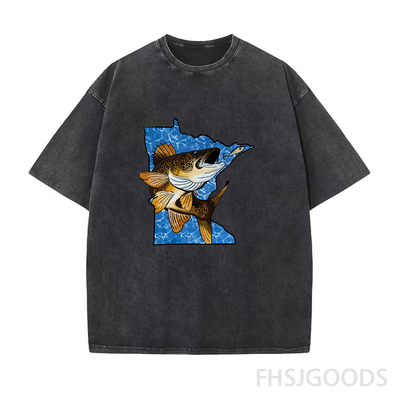 Walleye Fishing Unisex Distressed T-Shirt