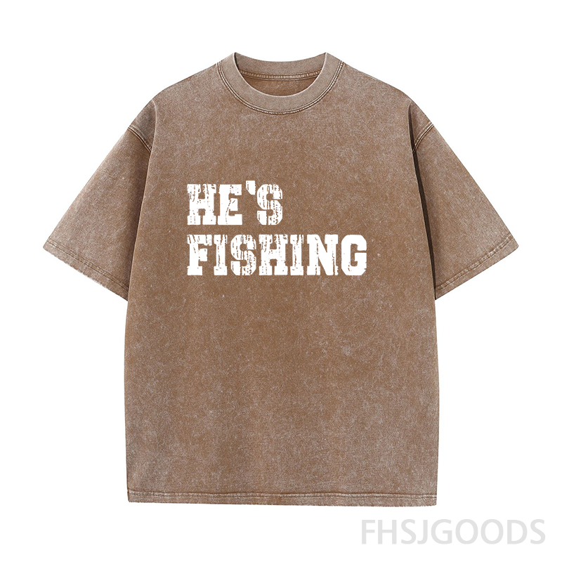 He's Fishing Unisex Distressed T-Shirt