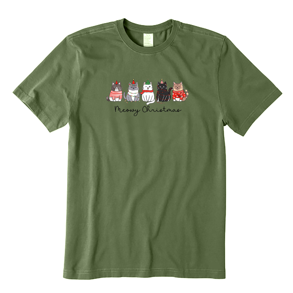 Meowy Christmas Cute Cats Graphic T-Shirt