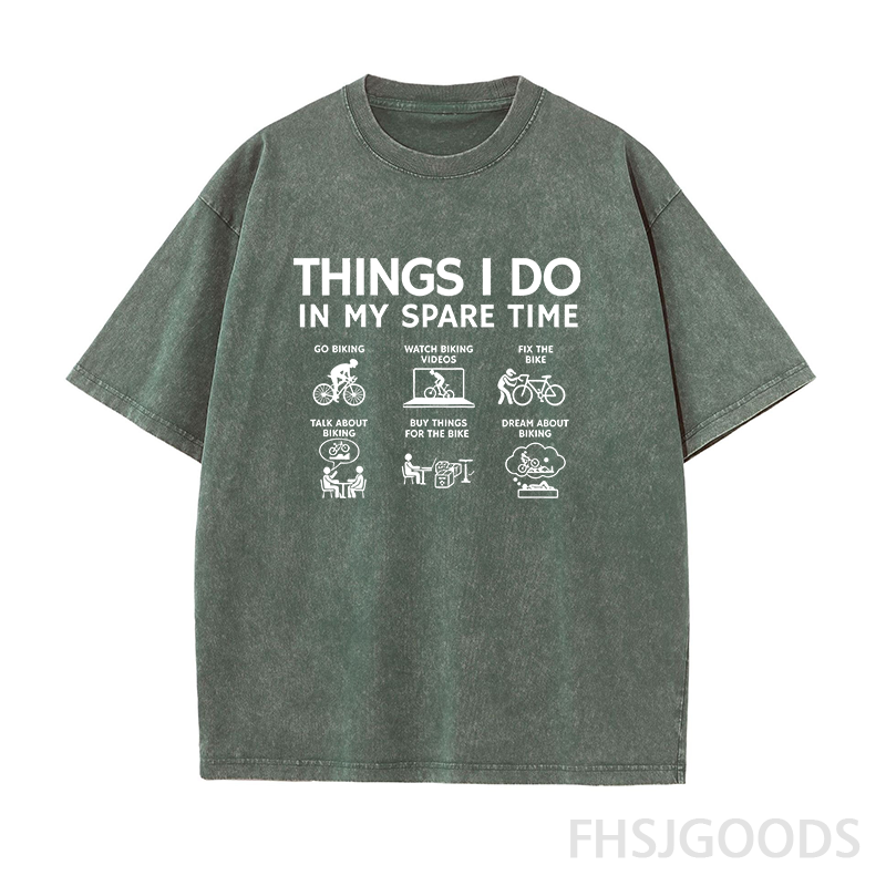 Things I Do in My Spare Time Cycling Unisex Distressed T-Shirt