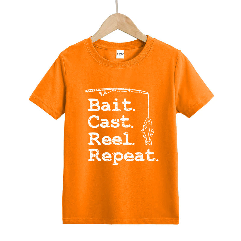 Bait Cast Reel Repeat Fishing Kid's T-Shirts