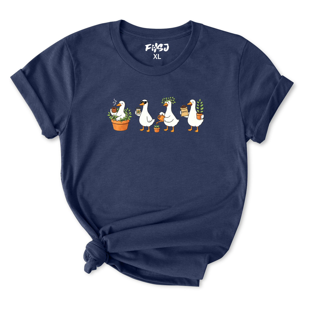 Coffee and Plant Lover Goose T-Shirt for Women