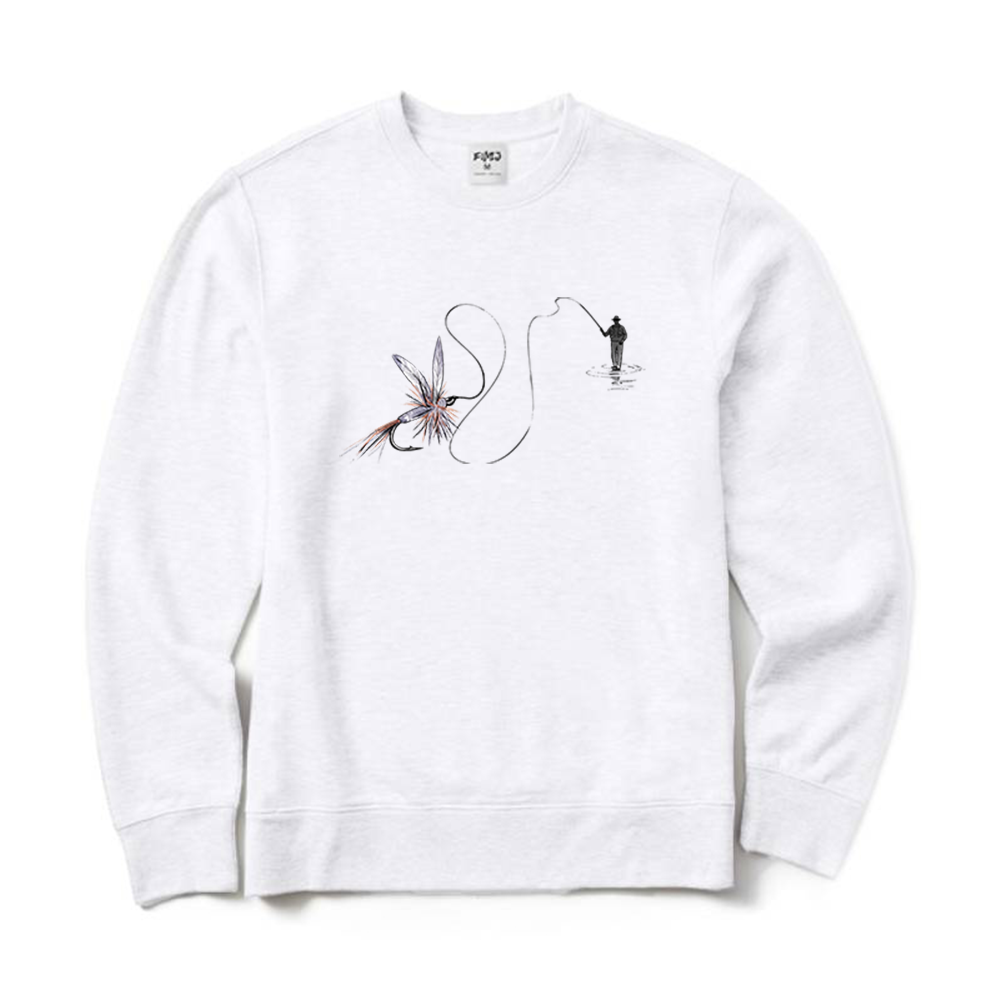Vintage Fly Fisherman And Fly Pattern Crewneck Sweatshirt