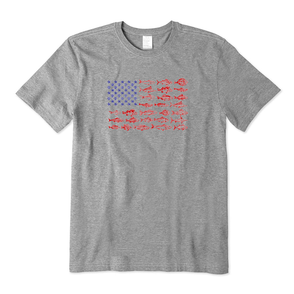 American Flag with Fish T-Shirt
