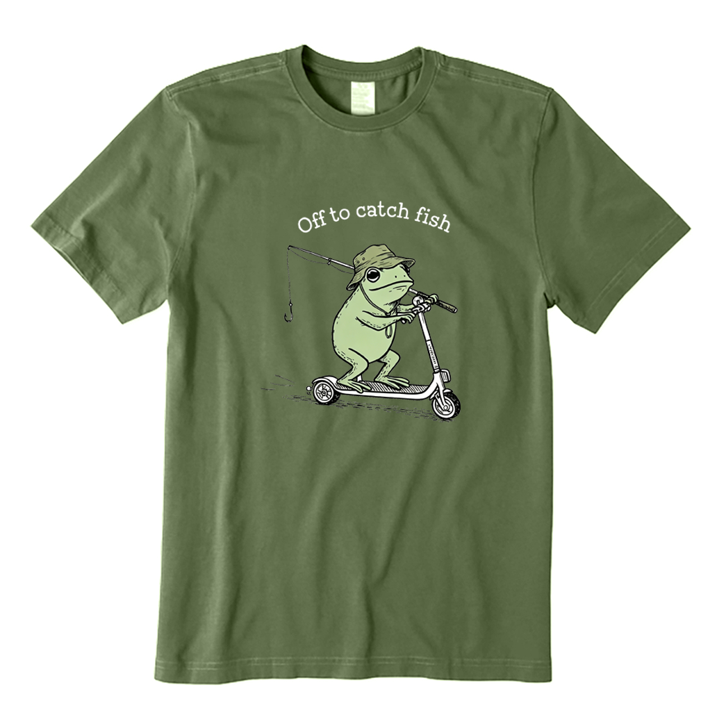 Off To Catch Fish Frog T-shirt