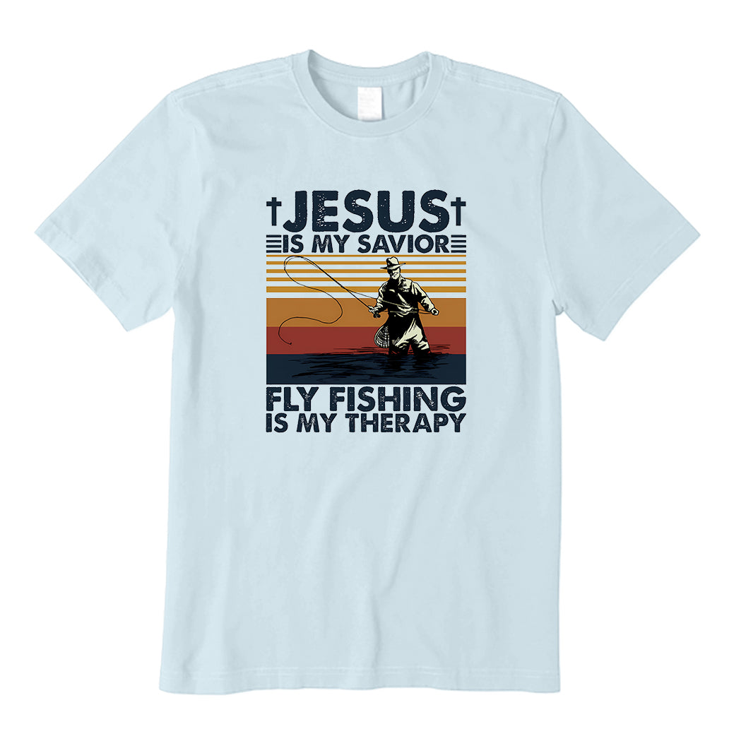 Jesus Is My Savior Fly Fishing Is My Therapy' Men's T-Shirt