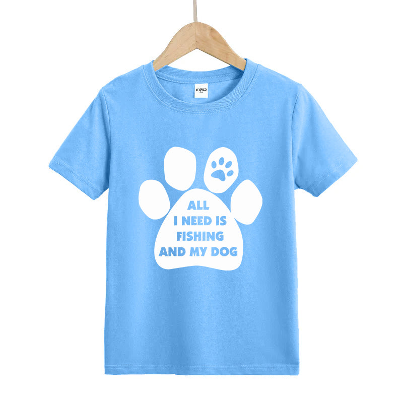 ALL I NEED IS FISHING AND MY DOG Kids T-Shirt