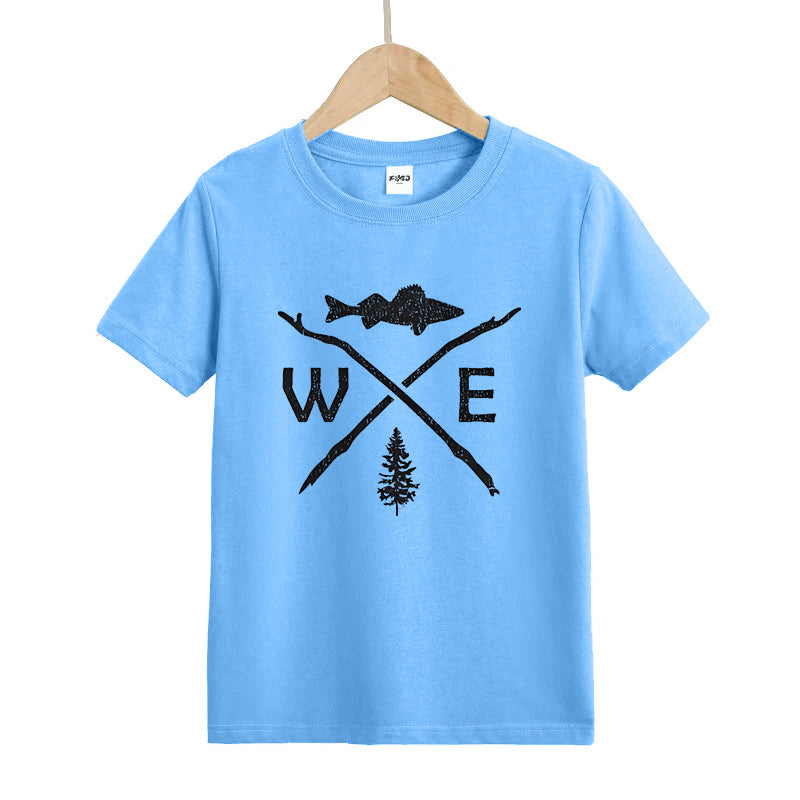 Walleye and Tree Fishing Compass Kids T-Shirt