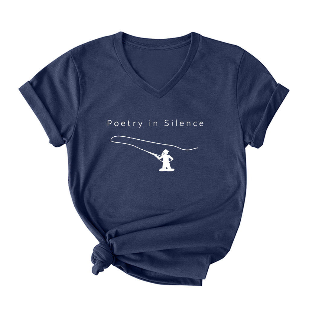 Fly Fishing V Neck T-Shirt for Women