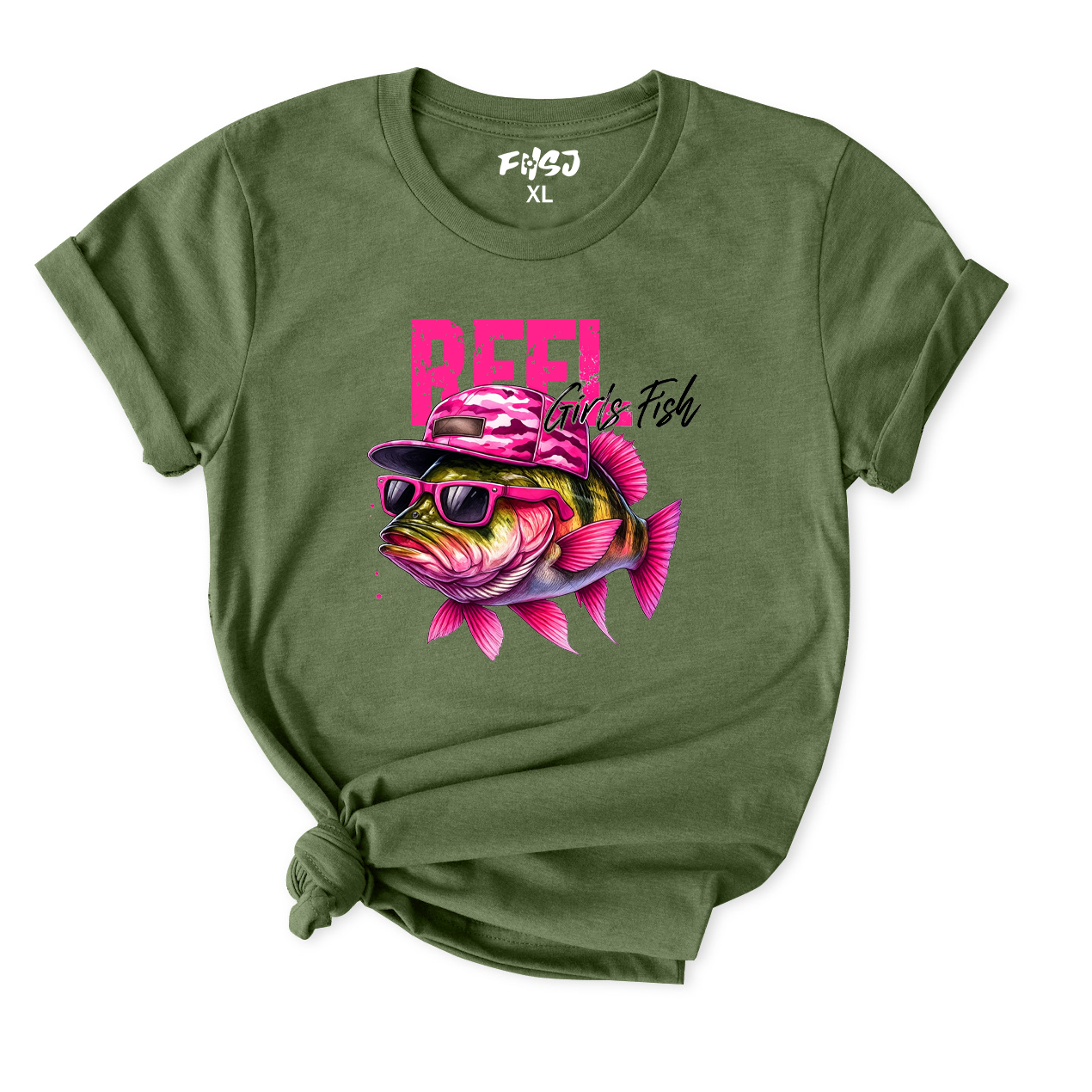 Reel Girls Fish Cool Bass With Sunglasses T-Shirt for Women