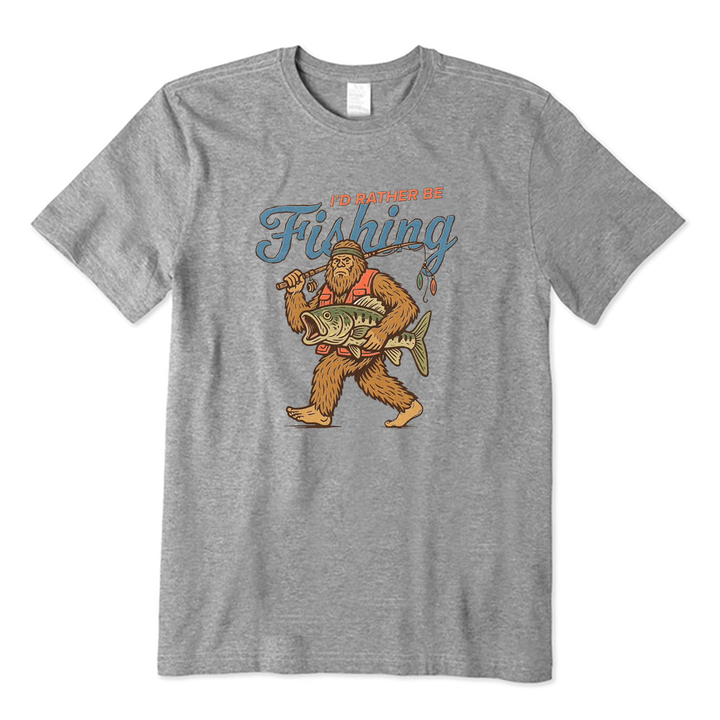 Funny Bigfoot Fishing T-shirt