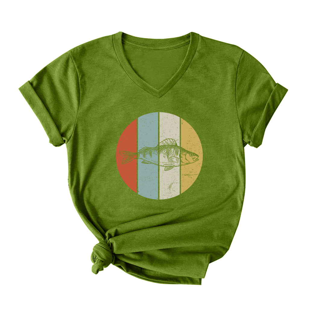 Vintage Fish V Neck T-Shirt for Women