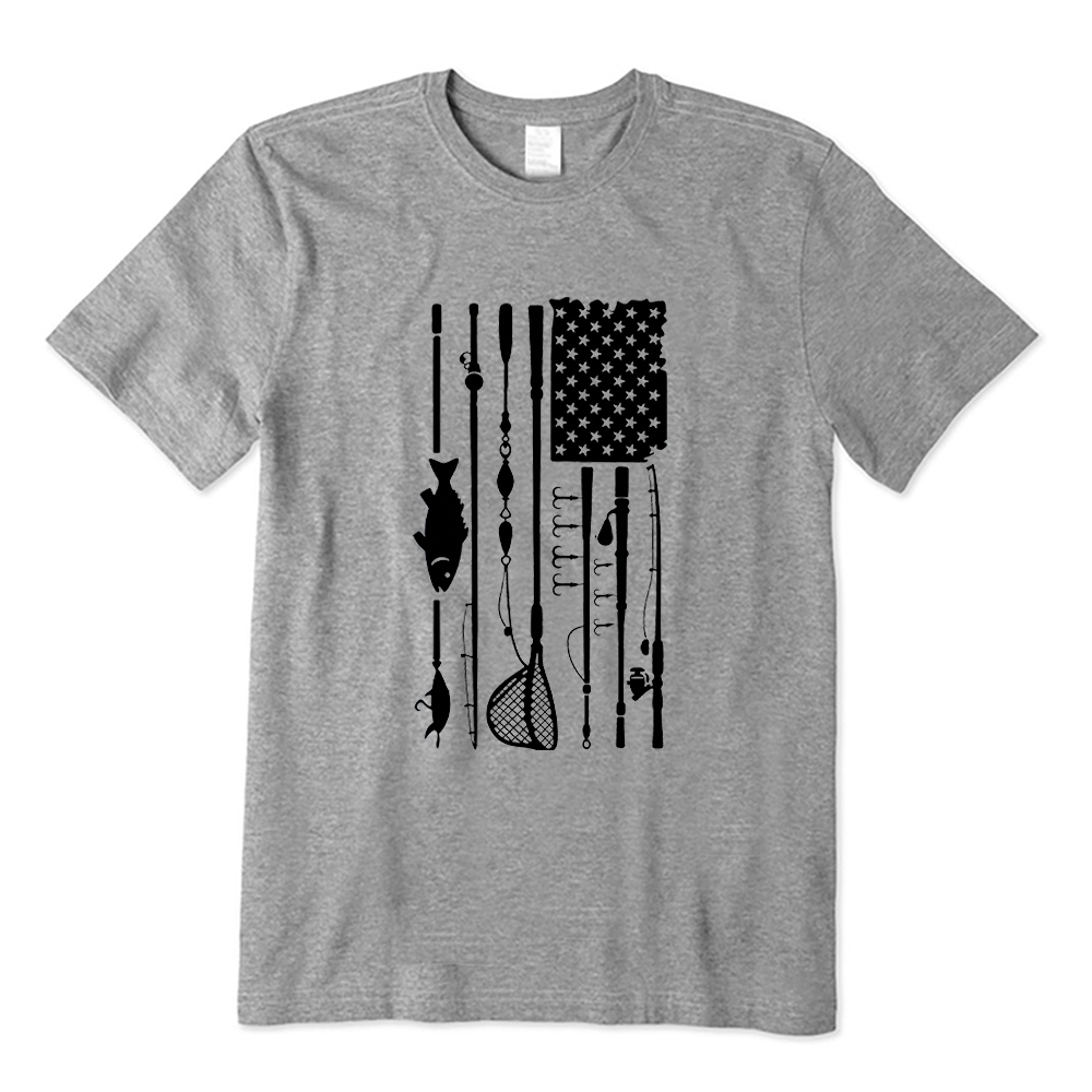 Patriotic American Flag Fishing Rod T-shirt