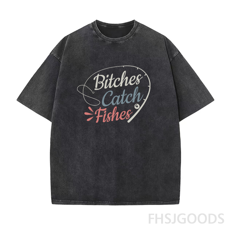 Bitches Catch Fishes Unisex Distressed T-Shirt