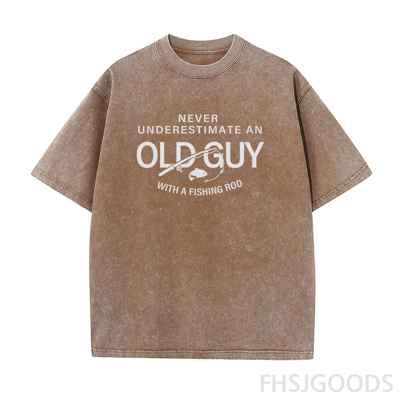Never Underestimate An Old Guy with A Fishing Rod Unisex Distressed T-Shirt