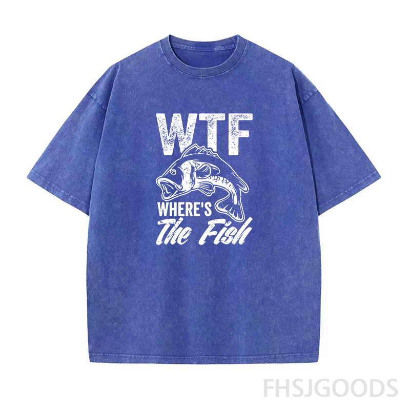Wtf Wheres The Fish Unisex Distressed T-Shirt