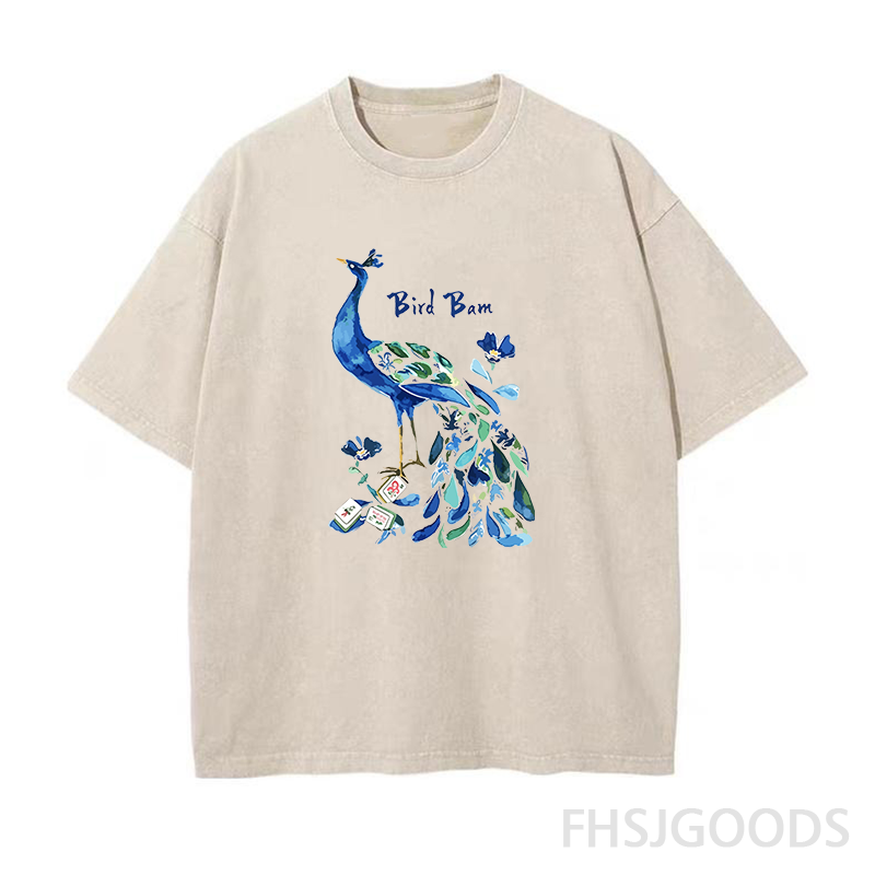 Bird Bam Mahjong Peacock Unisex Distressed T-Shirt