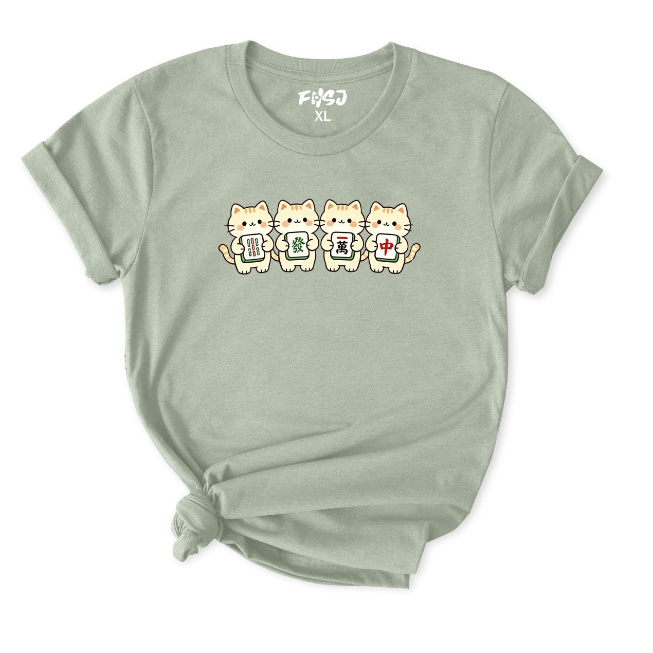 Cute Mahjong Cats T-Shirt for Women