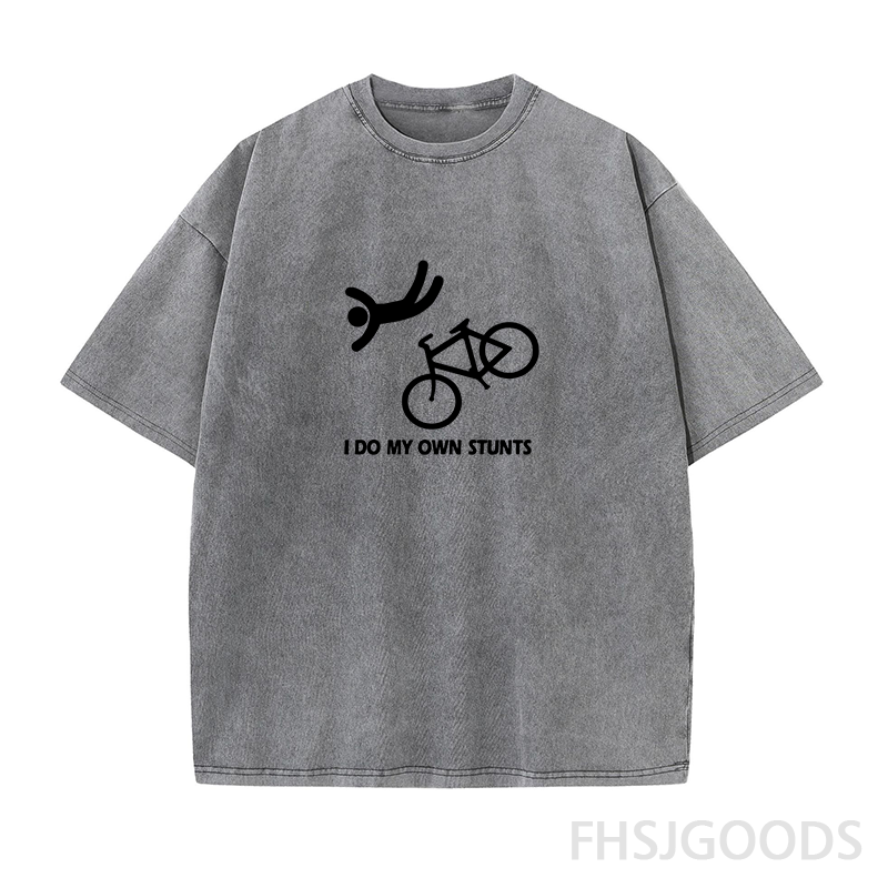 Funny Bike Stunt Unisex Distressed T-Shirt