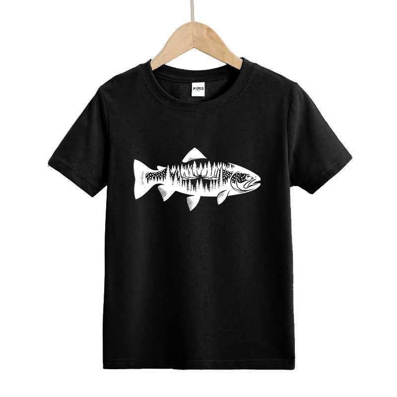 Trout and Tree Kids T-Shirt