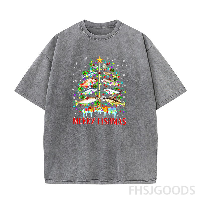 Merry Fishmas Unisex Distressed T-Shirt