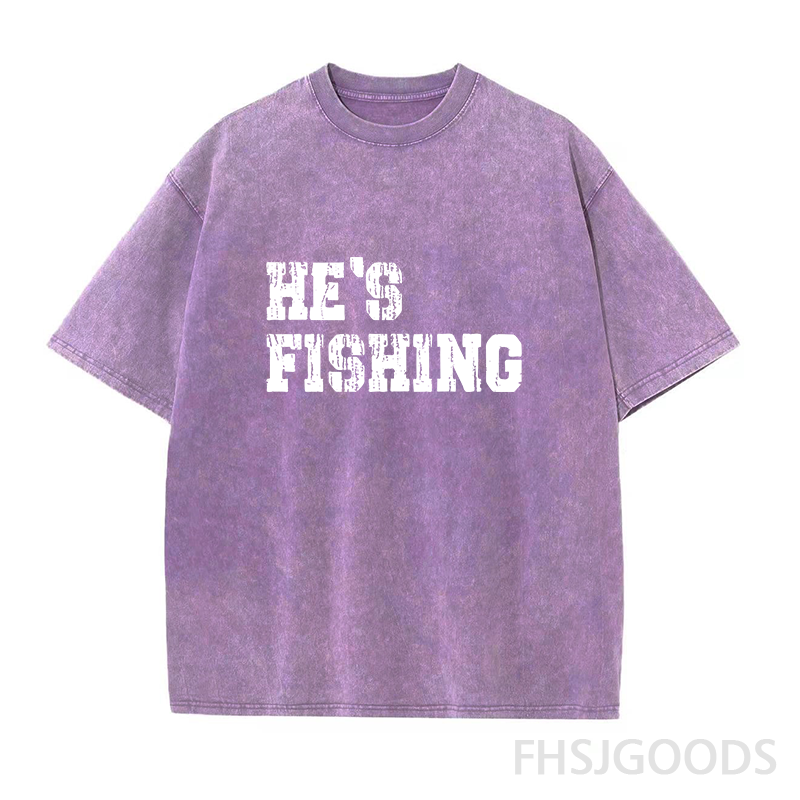 He's Fishing Unisex Distressed T-Shirt