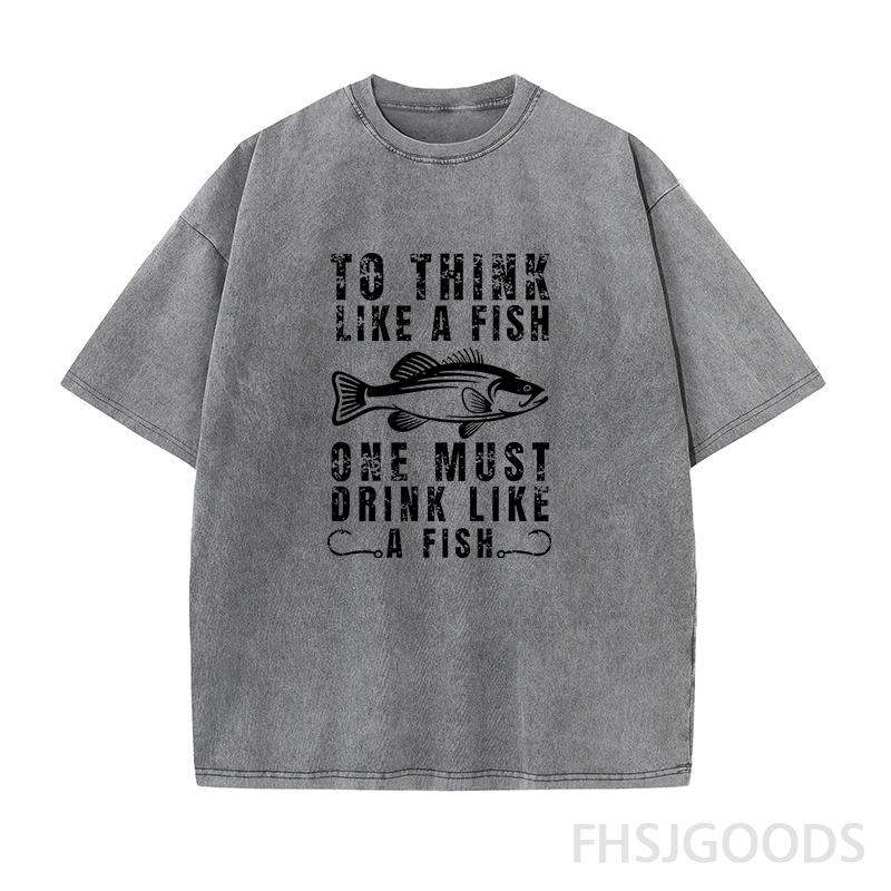 To Think Like A Fish One Must Drink Like A Fish Unisex Distressed T-Shirt