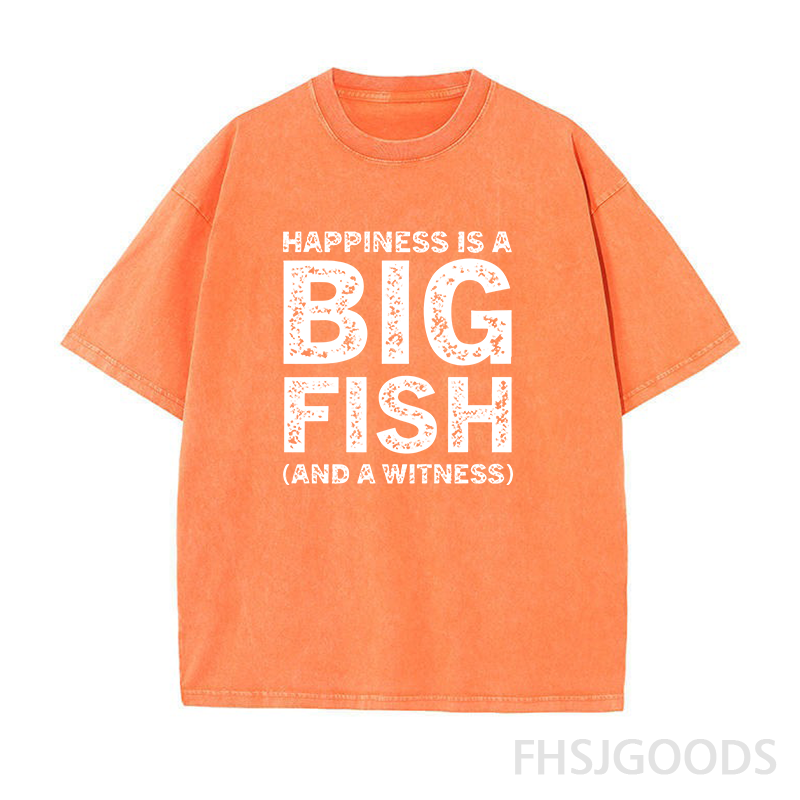 Happiness Is A Big Fish Unisex Distressed T-Shirt