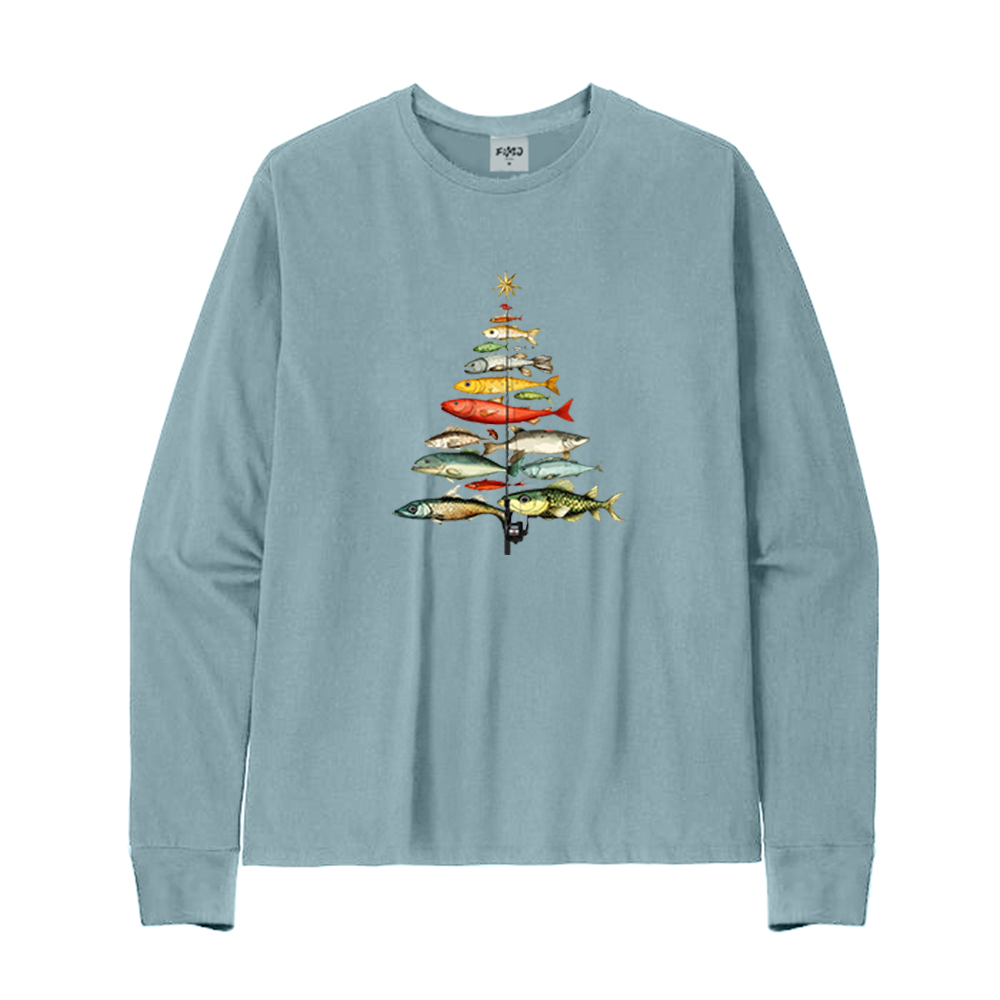 Fishing Christmas Tree Long Sleeve T-Shirt