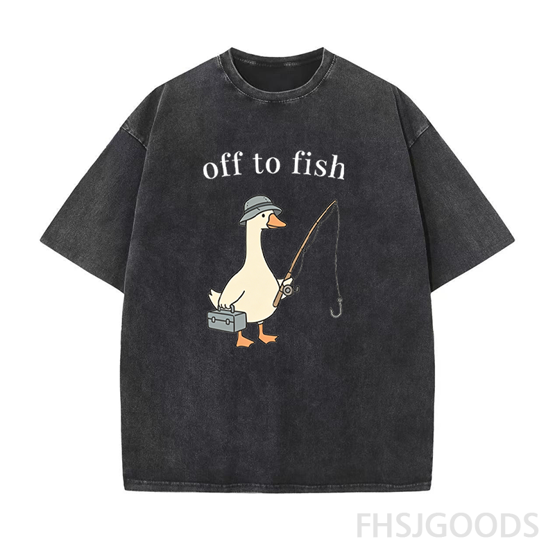 Off To Fish Goose Unisex Distressed T-Shirt
