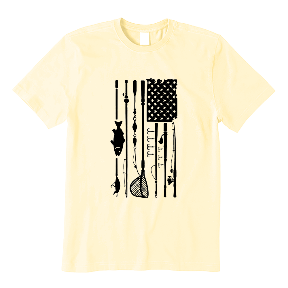 Patriotic American Flag Fishing Rod T-shirt