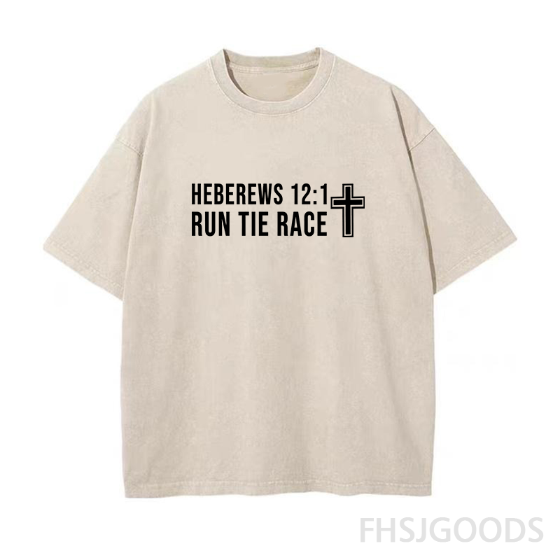Run The Race Hebrews 12:1 Unisex Distressed T-Shirt