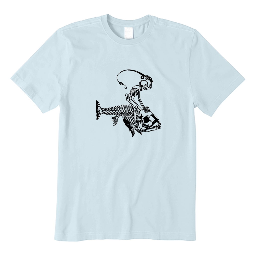 Fisherman Riding Fish Skeleton T-Shirt