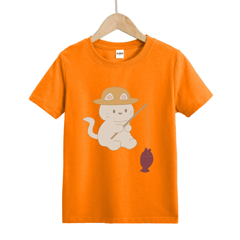 Cat Fishing Kid's T-Shirts