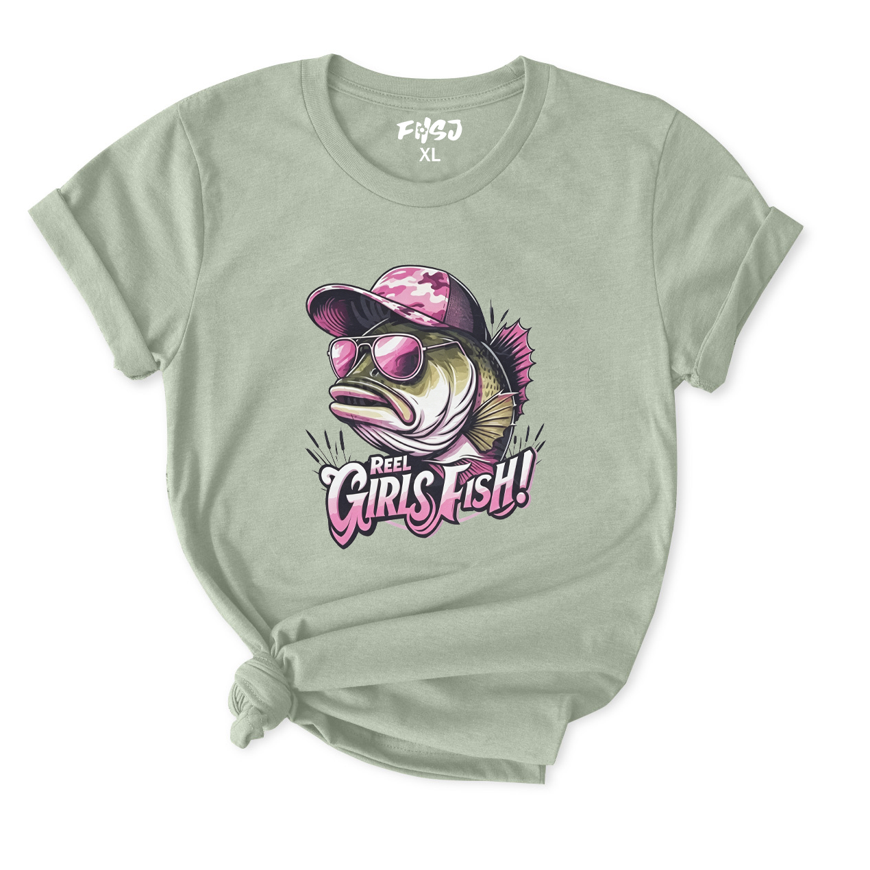 Cool Sunglass Fish Reel Girls Fish T-Shirt for Women