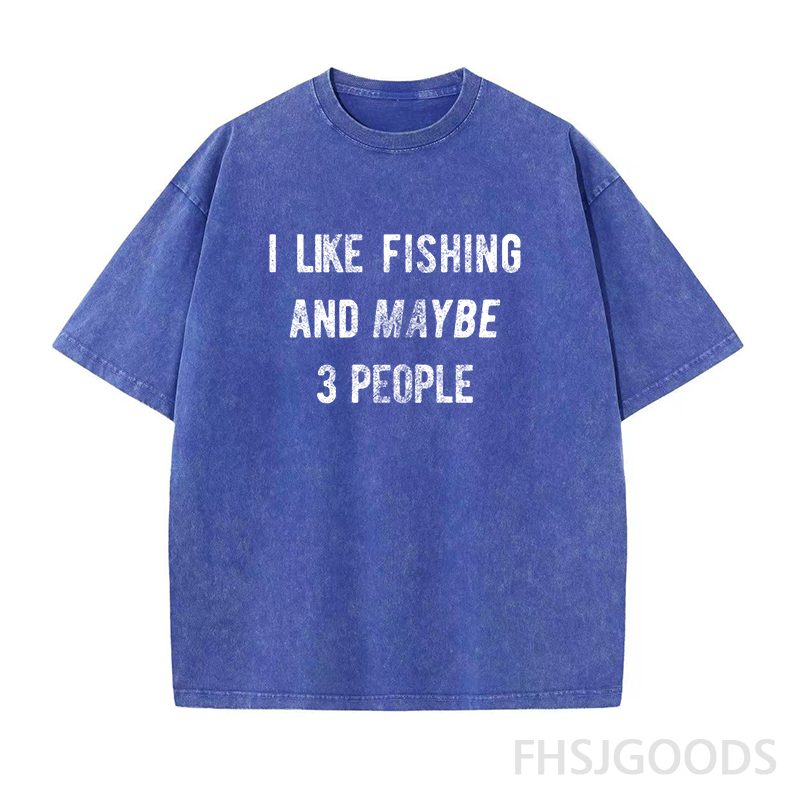 I Like Fishing And Maybe 3 People Unisex Distressed T-Shirt
