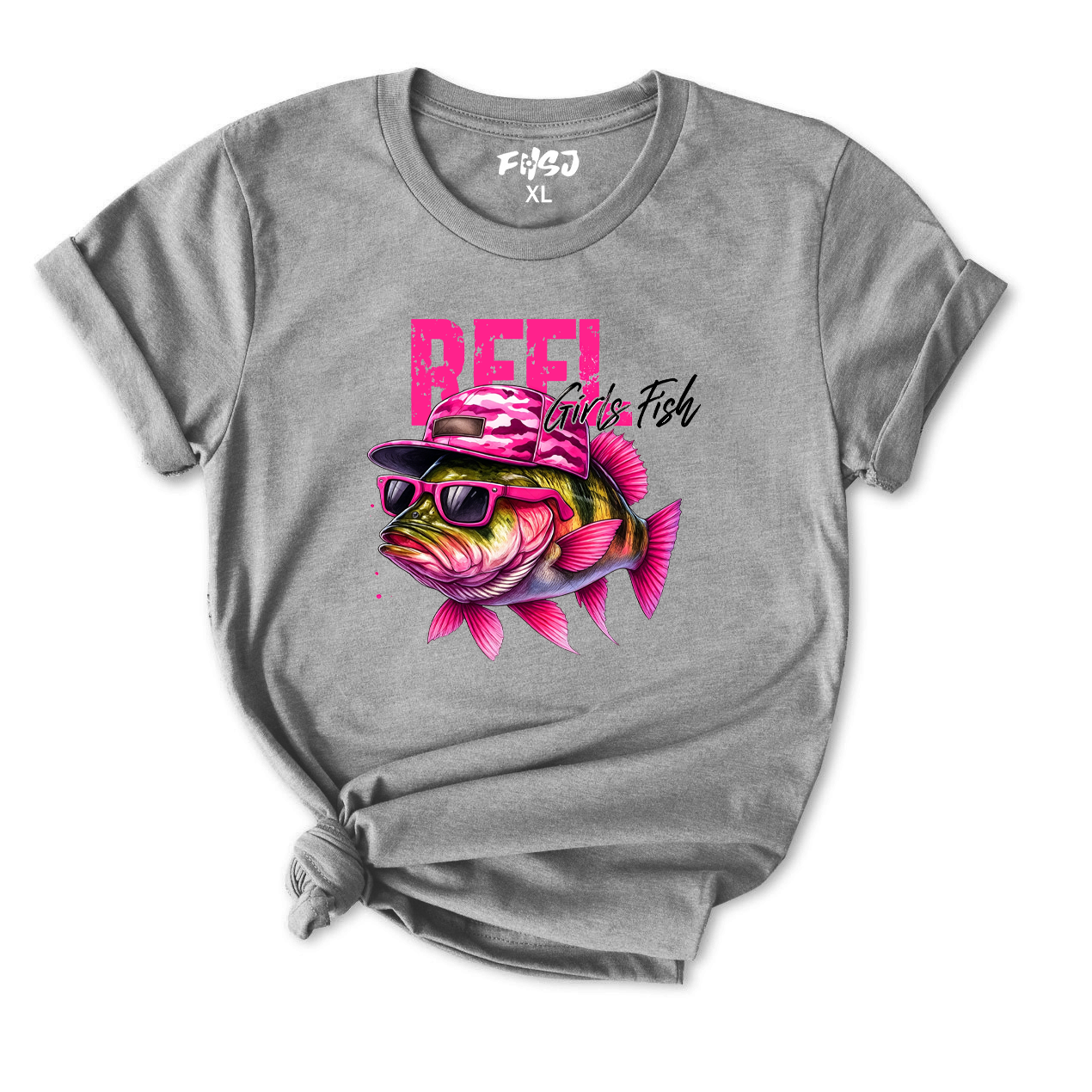 Reel Girls Fish Cool Bass With Sunglasses T-Shirt for Women