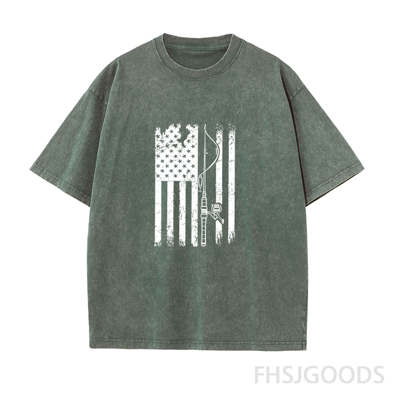 USA Fishing Flag Unisex Distressed T-Shirt