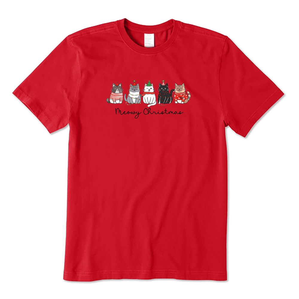 Meowy Christmas Cute Cats Graphic T-Shirt