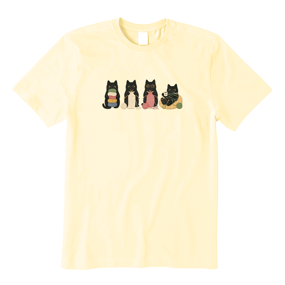 Black Cats Knitting T-Shirt