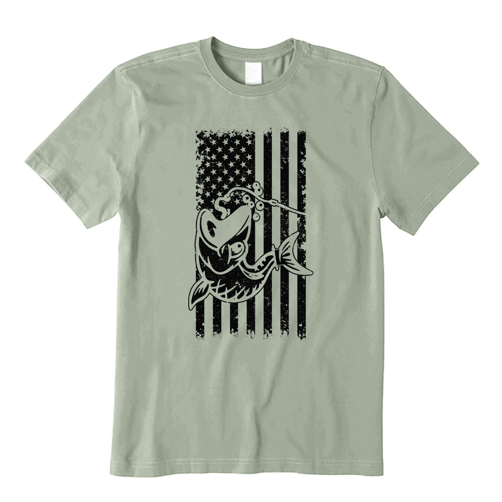 Bass Fish American Flag T-Shirt