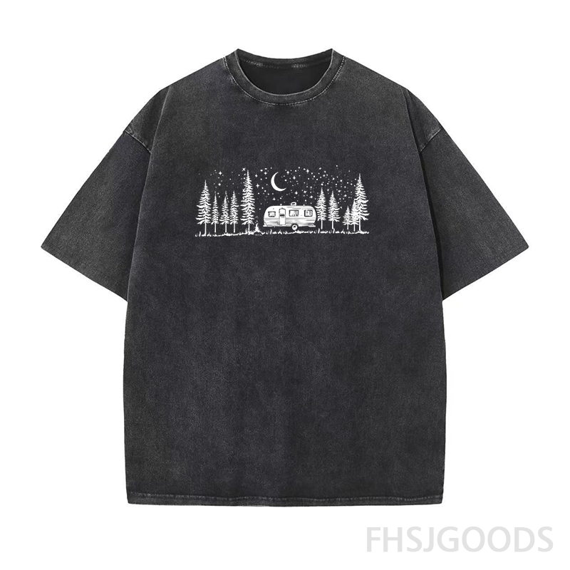 Night Sky Camper Unisex Distressed T-Shirt