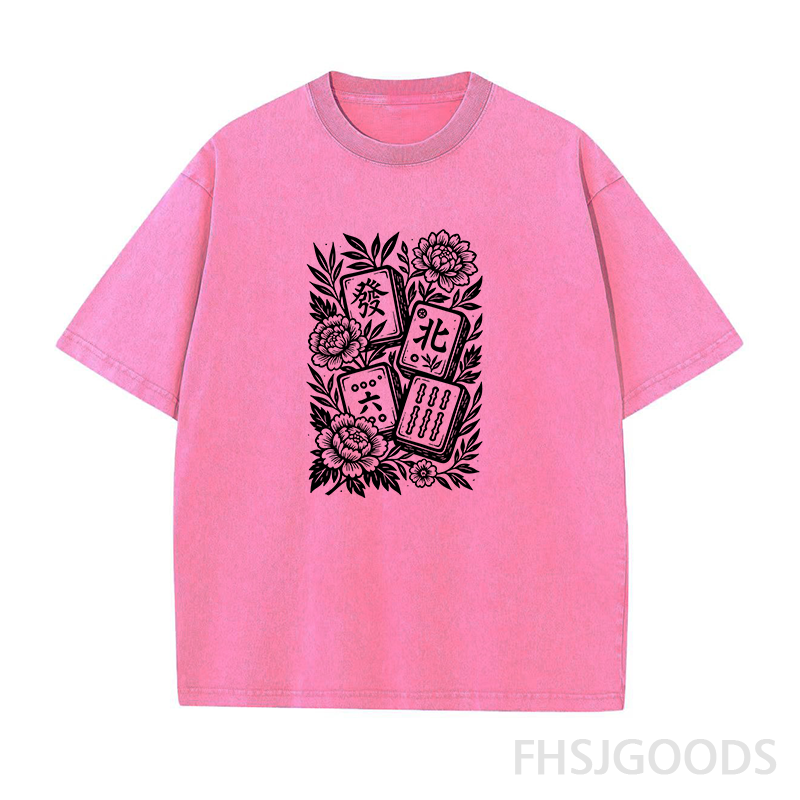 Floral Mahjong Unisex Distressed T-Shirt