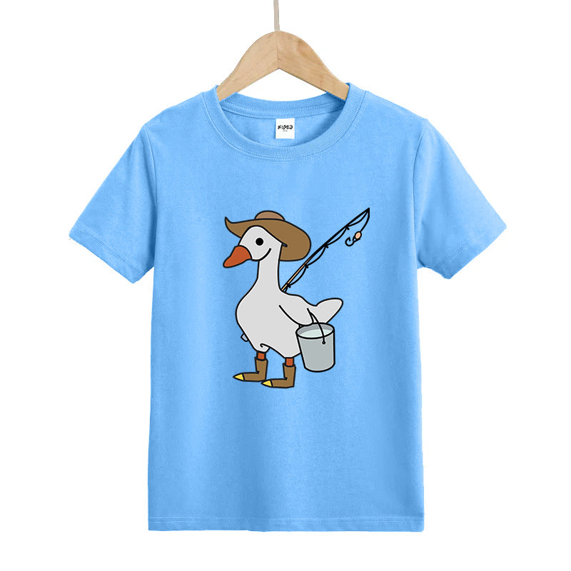 SILLY GOOSE GONE FISHING Kids T-Shirt