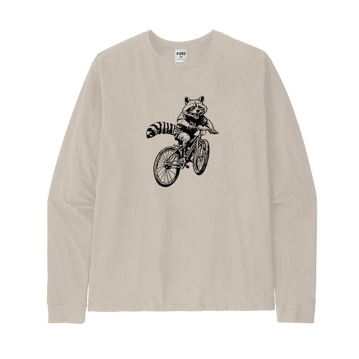 Mountain Biking Raccoon Long Sleeve T-Shirt