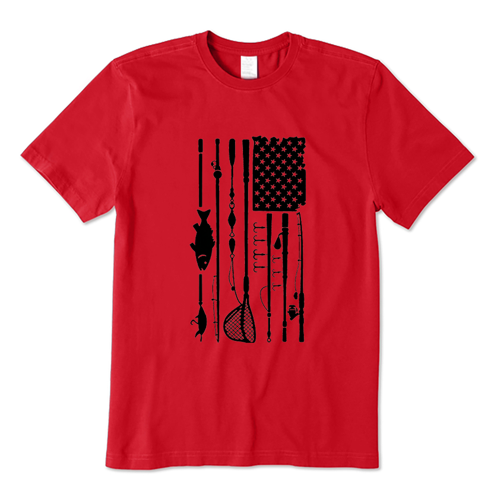 Patriotic American Flag Fishing Rod T-shirt