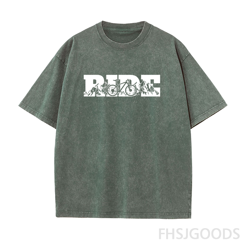 Ride Mountain Bike Unisex Distressed T-Shirt