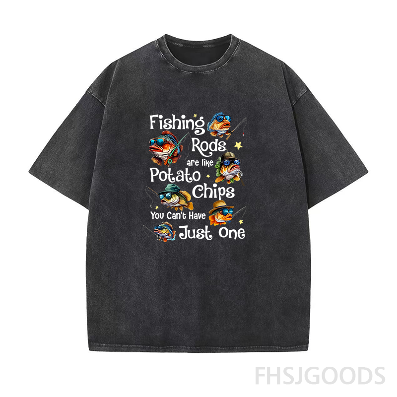 Fishing Rods Are Like Potato Chips, You Can't Have Just One Unisex Distressed T-Shirt