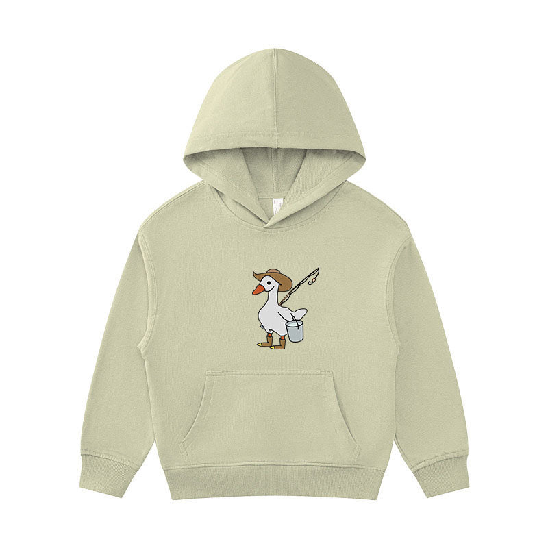 SILLY GOOSE GONE FISHING Kid's Hoodie